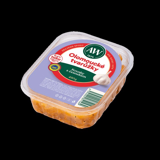Olomoucké tvarůžky Kousky s česnekem 420g
