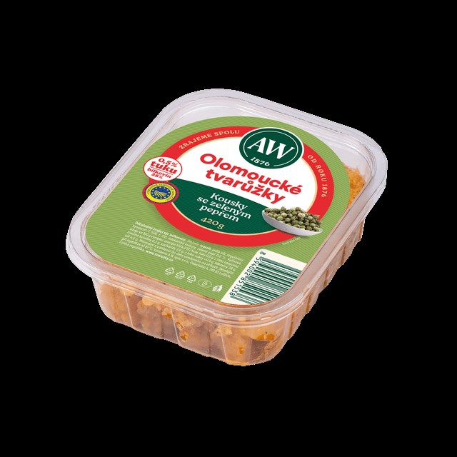 Olomoucké tvarůžky Kousky se zeleným pepřem 420g