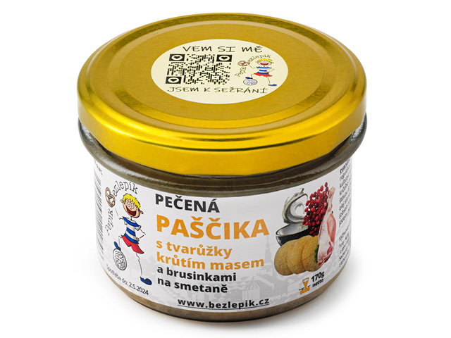 Paščika s tvarůžky, krůtím masem a brusinkami 170g