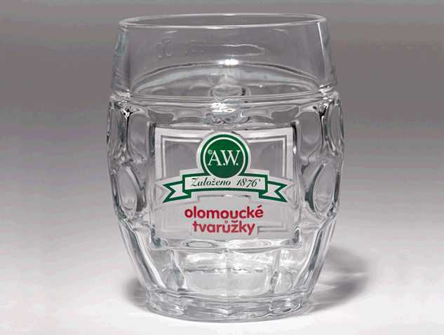 Skleněný půllitr s logem A.W.