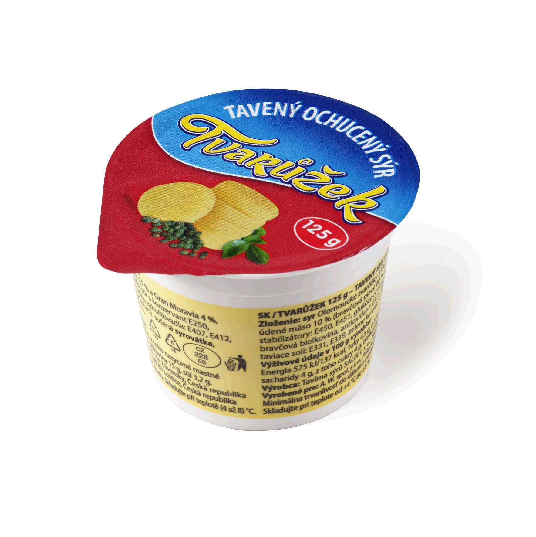 Tvarůžek 125g, tavený ochucený sýr
