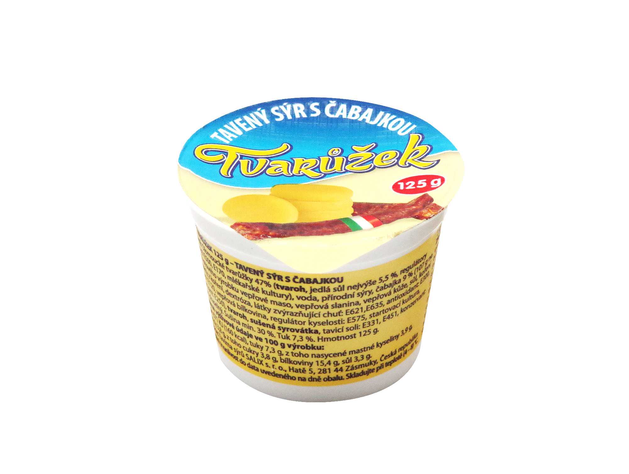 Tvarůžek 125g, tavený sýr s čabajkou 